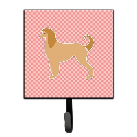 Micasa Afghan Hound Checkerboard Pink Leash or Key Holder MI221795